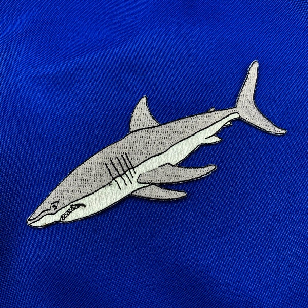 GREAT WHITE SHARK patch iron-on embroidered Fish Emblem applique, Incredible Detail