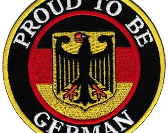 PROUD to be GERMAN patch embroidered iron-on applique Germany Flag biker