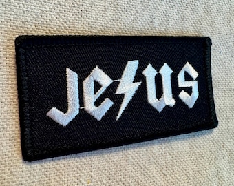 JESUS BOLT PATCH Bügelbild Biker Applikation Biker Biker Applikation religiös Christlich Christus