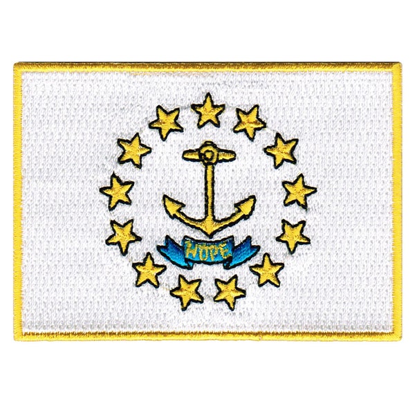 Patch da bandeira do estado de Rhode Island: aplique bordado para passar a ferro (8,9 x 6,3 cm)