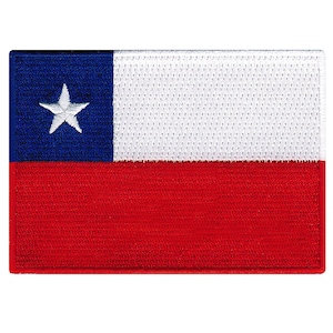 Chile Flag Patch: Embroidered Iron-On Applique (3.5x2.5-Inches)