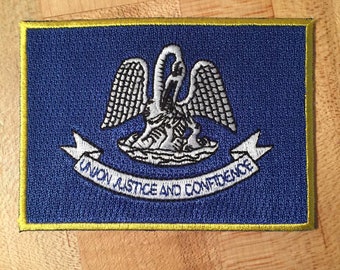 Louisiana State Flagge Patch: Gestickte Aufbügler (3.5x2.5-Inches)