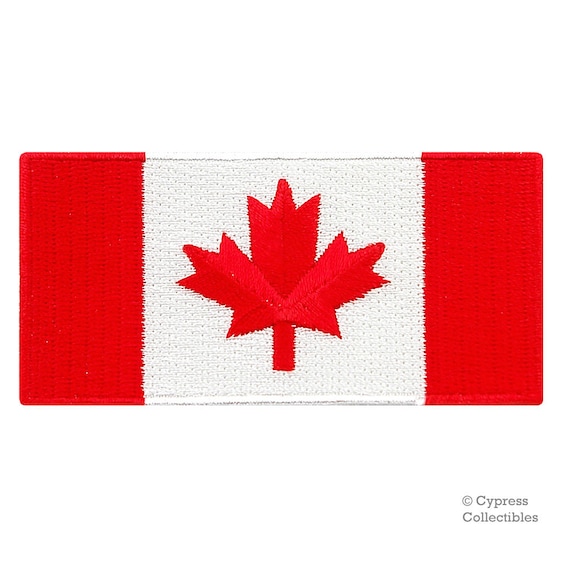 Canadá bandera 7.4x4.9cm termoadhesivos bordados aplique pa rojo Parches