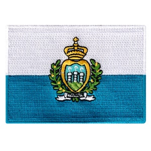 San Marino Flag Patch: Embroidered Iron-On Applique (3.5x2.5-Inches)