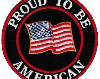 STOLT att vara AMERIKANSK broderad stryk-på-applikation USA-flagga BIKER