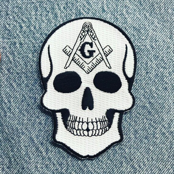 MASONIC SKULL PATCH Iron-on Embroidered Applique Freemason