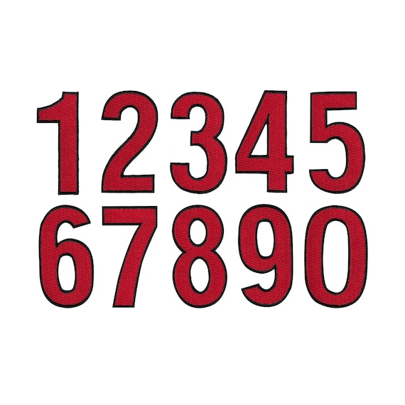 Red NUMBERS PATCH Iron-on Embroidered NUMERALS Applique - Etsy