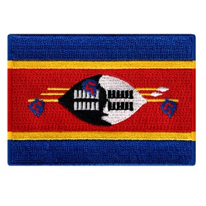 Eswatini Swaziland Flag Patch: Embroidered Iron-On Applique (3.5x2.5-Inches)