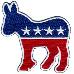 DEMOCRAT DONKEY PATCH iron-on embroidered applique Political Party Democratic Emblem