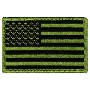 AMERICAN FLAG PATCH Camo Green embroidered iron-on applique
