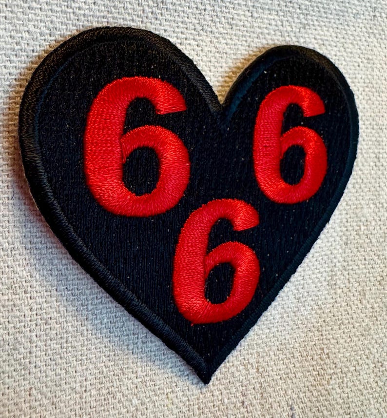 BLACK 666 HEART PATCH Iron-on Embroidered Anti-valentine's Day Devil ...