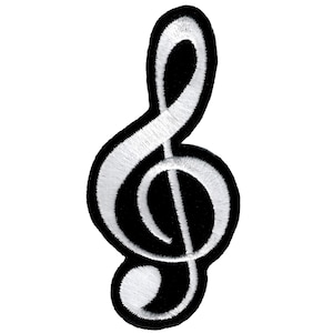 TREBLE CLEF iron-on embroidered PATCH musical note symbol musician emblem applique