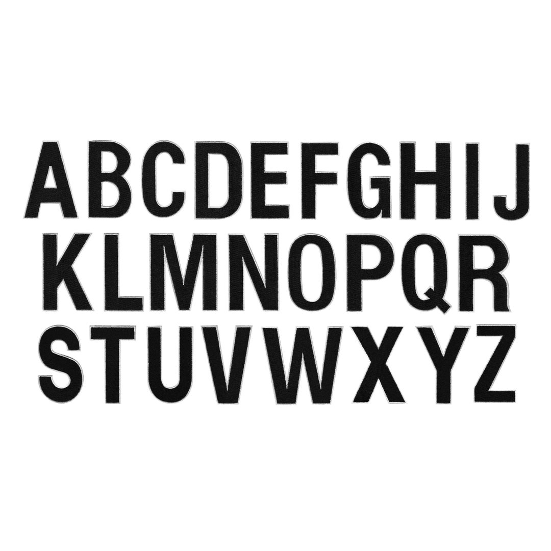 Black ALPHABET LETTERS PATCH Iron-on Embroidered Applique Spell ...