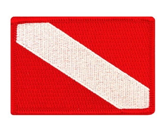DIVER DOWN FLAG Patch Scuba Diving embroidered iron-on applique Emblem
