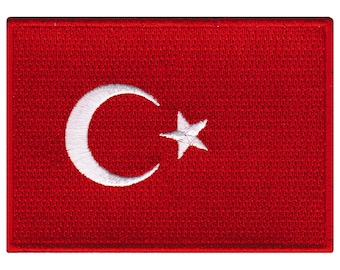 Turkey Flag Patch: Embroidered Iron-On Applique (3.5x2.5-Inches)