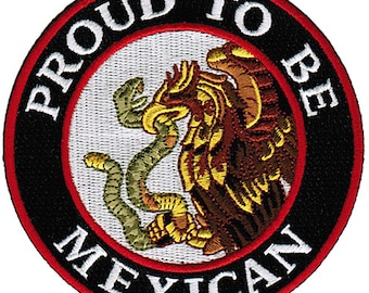 PROUD to be MEXICAN patch embroidered iron-on applique Mexico Flag biker