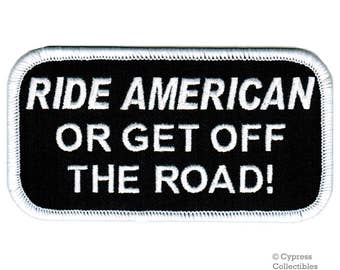 RIDE AMERICAN biker PATCH iron-on embroidered applique nametag motorcycle emblem saying