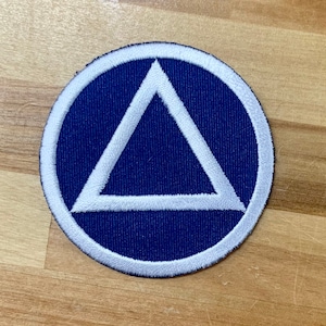 ALCOHOLICS ANONYMOUS iron-on patch SOBER symbol Sobriety Marker Blue applique