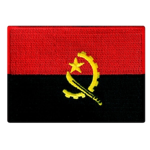 Angola Flag Patch: Embroidered Iron-On Applique (3.5x2.5-Inches)