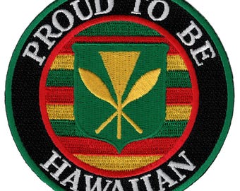 Proud to be Hawaiian Patch: Embroidered Hawaii Flag Applique