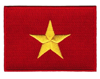 Vietnam Flag Patch: Embroidered Iron-On Applique (3.5x2.5-Inches)