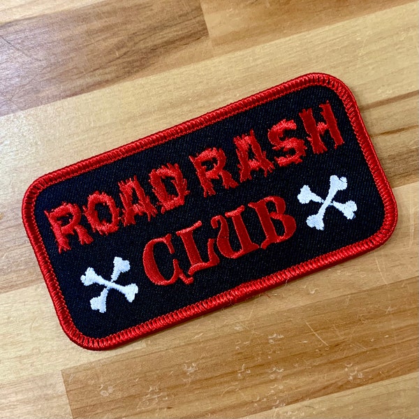ROAD RASH CLUB patch iron-on embroidered applique nametag emblem Motorcycle Crash Emblem