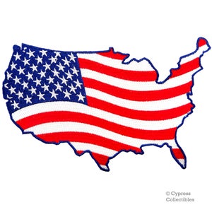 United States OUTLINE SHAPE PATCH American Flag iron-on embroidered applique