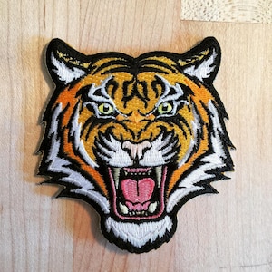 Large Iron on Patches for Jackets, Large Blue Tiger Patch, Iron-on