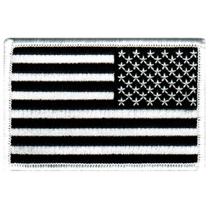 AMERICAN FLAG PATCH Reverse Black and White embroidered iron-on applique