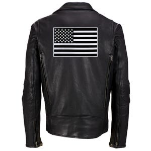 Grande applique thermocollante brodée noir et blanc PATCH DRAPEAU AMÉRICAIN