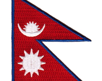Nepal Flag Patch: Embroidered Iron-On Applique (3x2.5-Inches)