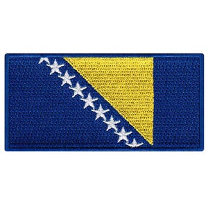 Bosnia Herzegovina Flag Patch: Embroidered Iron-On Applique (3.5x1.75-Inches)