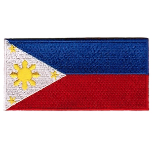 Parche de bandera de Filipinas: aplique termoadhesivo bordado de Pinoy (8,9 x 4,4 cm)