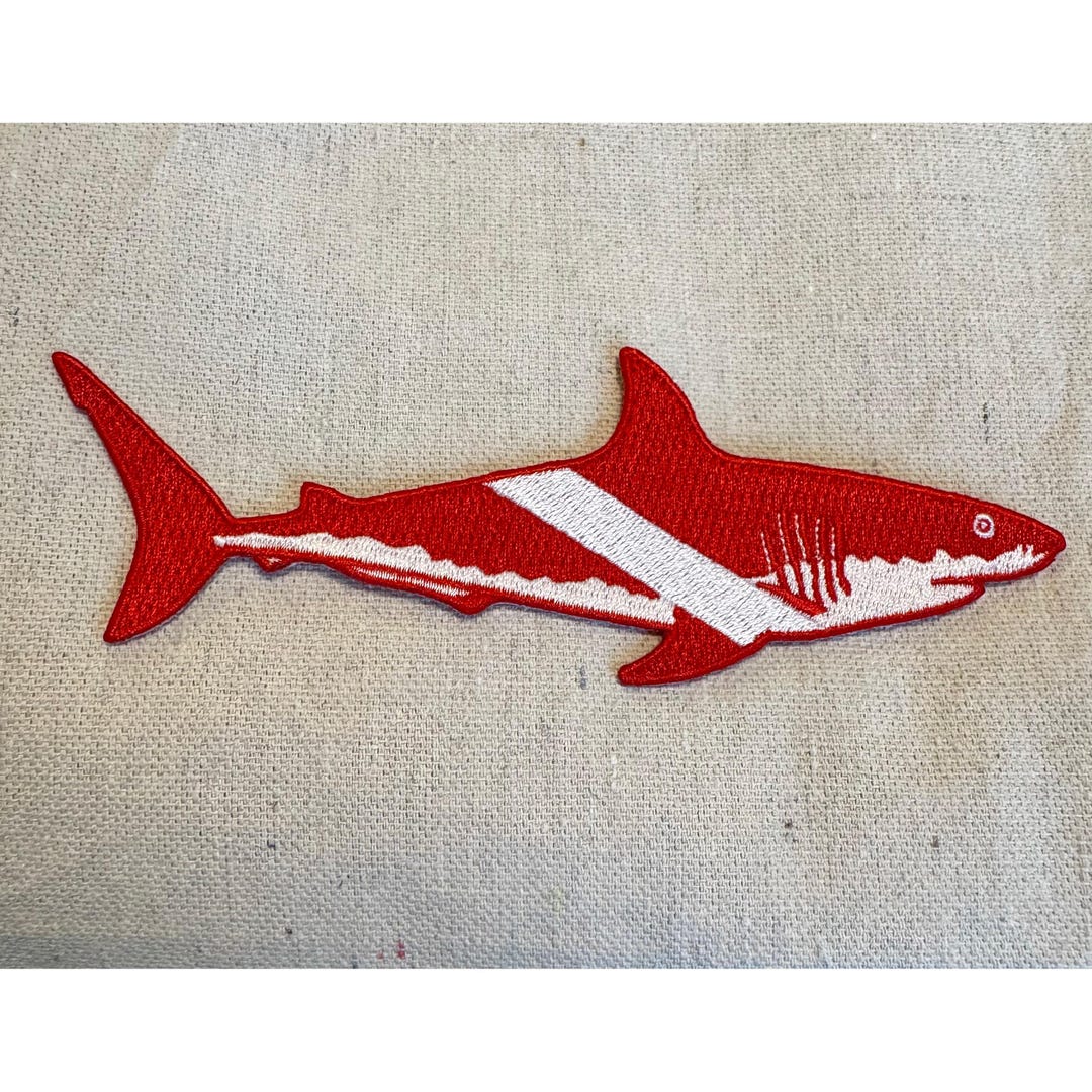 Great White Shark SCUBA Diver Down Flag Embroidered Patch (6-inch) - Etsy