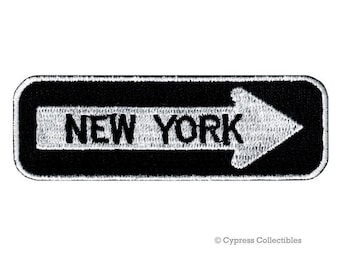 New YORK ROAD SIGN patch embroidered iron-on applique One Way Highway Traffic Sign Road Emblem Biker Symbol Arrow