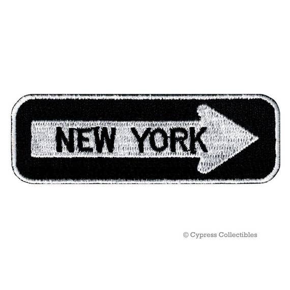 NEW YORK ONE-WAY SIGN EMBROIDERED IRON-ON PATCH applique STATE SOUVENIR ROAD 
