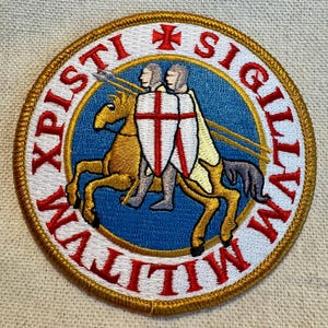 KNIGHTS TEMPLAR Seal Patch iron-on Embroidered White Crusades Religious Christian Military applique