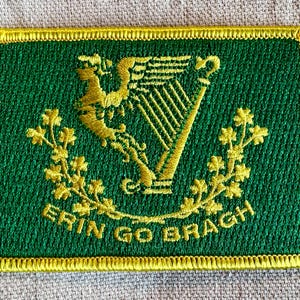 ERIN GO BRAGH Flag Patch iron-on embroidered applique Ireland Irish St. Patrick&#39;s Day Emblem