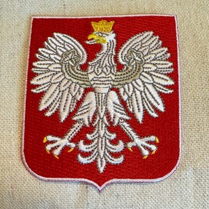 POLAND COAT of ARMS Patch iron-on embroidered applique Polish Swallow Shield National Logo