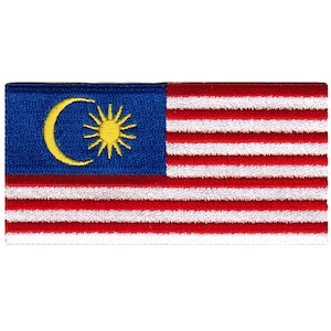 Malaysia Flag Patch: Embroidered Iron-On Applique (3.5x1.75-Inches)