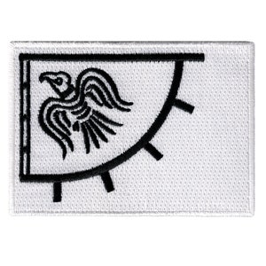 VIKING RAVEN BANNER White Flag Patch iron-on embroidered applique Norway Heritage Odin Thor Leif Erikson