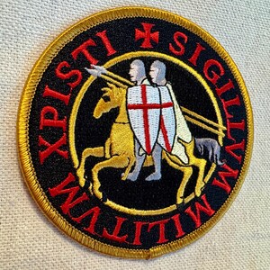 Knights Templar Seal Iron-On Patch – Embroidered Crusades Military Black – Athena Brands