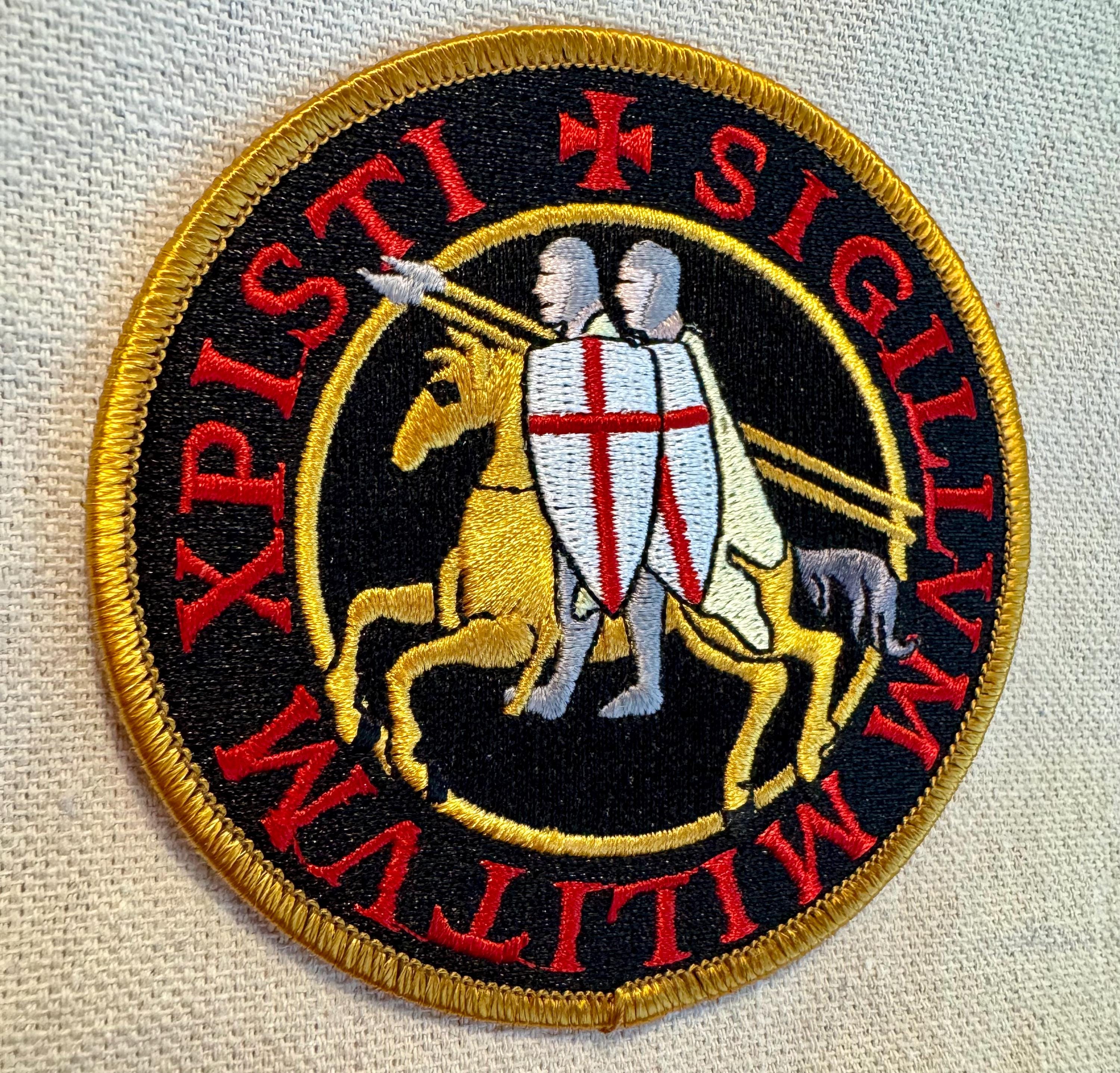 Écusson Brodé Velcro Croix De Saint Benoît Et Templier - 8x8 Cm - Pour Sac à Dos, Veste Tactique - Patch Moral