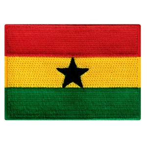 Ghana Flag Patch: Embroidered Iron-On Applique (3.5x2.5-Inches)