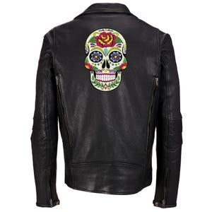 Large Embroidered Sugar Skull Patch: Iron-On Calavera Applique