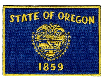 Oregon State Flag Patch: Embroidered Iron-On Applique (3.5x2.5-Inches)