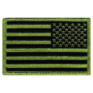 AMERICAN FLAG PATCH Reverse Camo Green embroidered iron-on applique