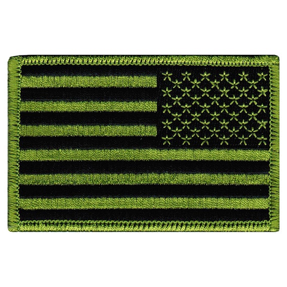 AMERICAN FLAG PATCH Reverse Camo Green Embroidered Iron-on