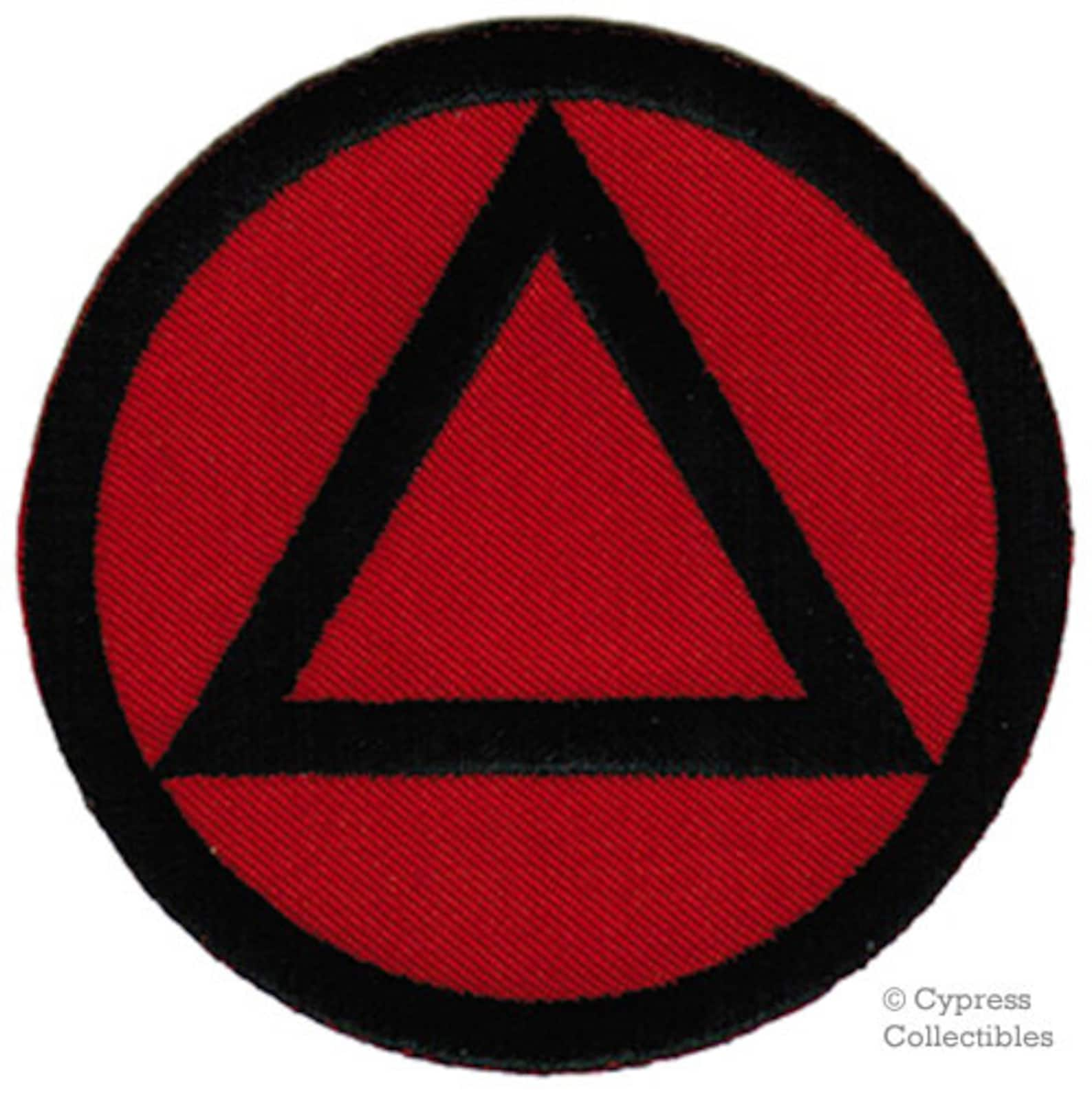 ALCOHOLICS ANONYMOUS iron-on patch SOBER symbol Circle Triangle Sobriety Ma...