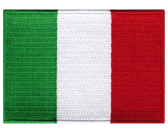 Italy Flag Patch: Embroidered Iron-On Applique (3.5x2.5-Inches)